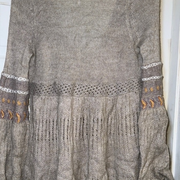 Free People Oversized Boho Knit Tunic Sweater Gray Size Small - Picture 13 of 13